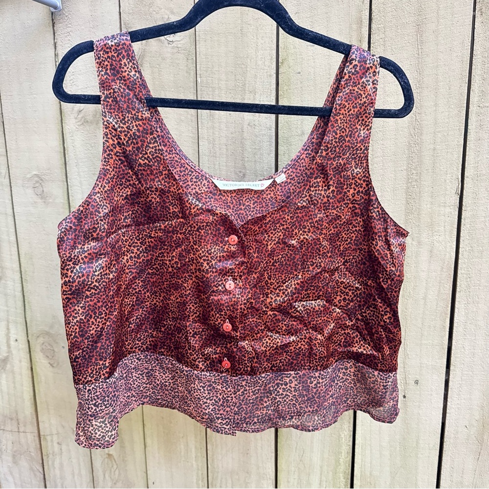 Vintage Y2K Victoria's Secret Red Leopard Crop Top
